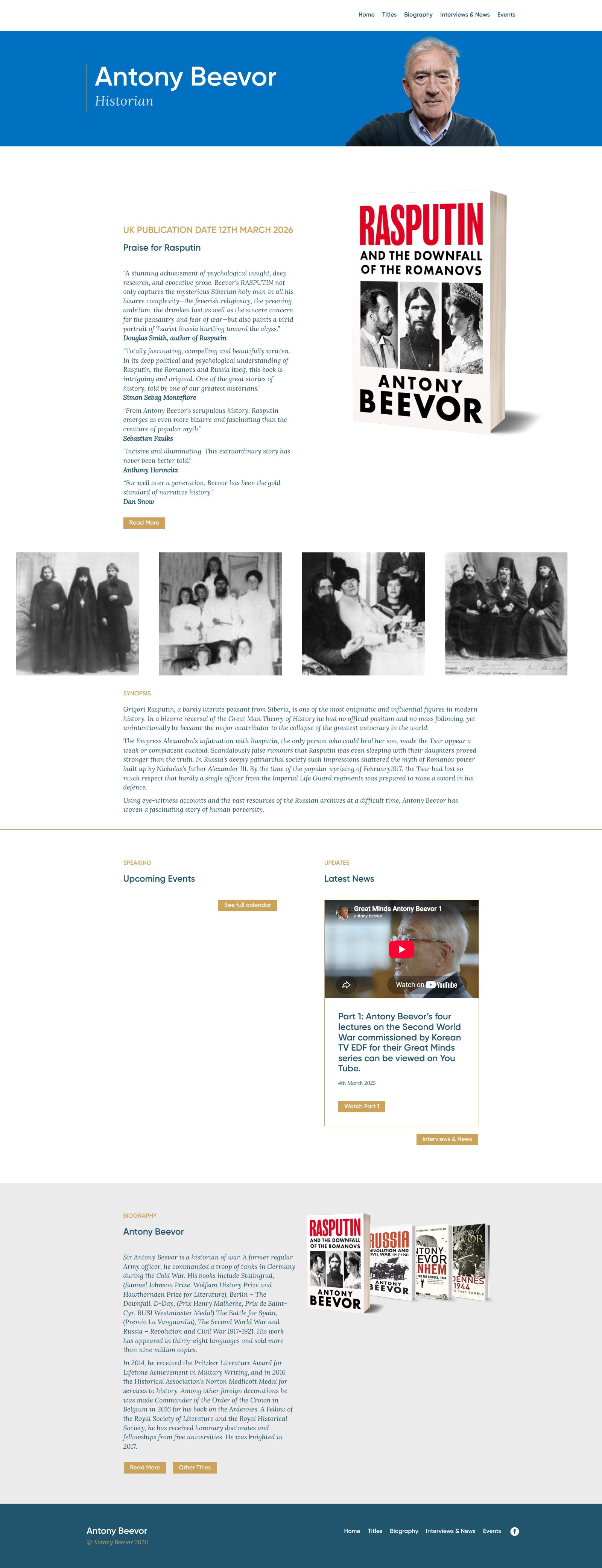 Antony Beevor website, desktop