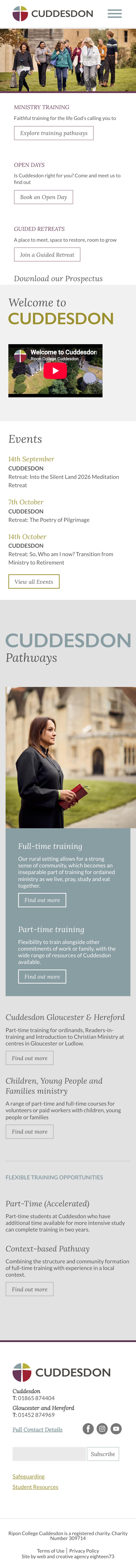 Ripon College Cuddesdon website, mobile