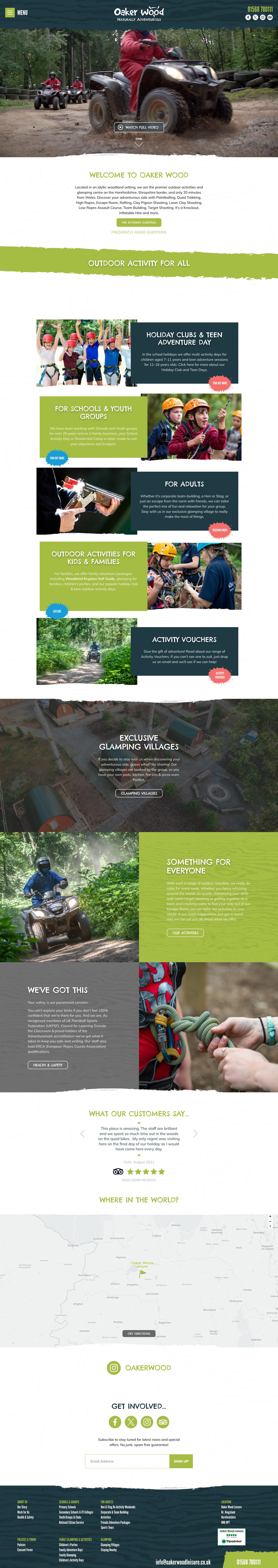 Oaker Wood website, desktop