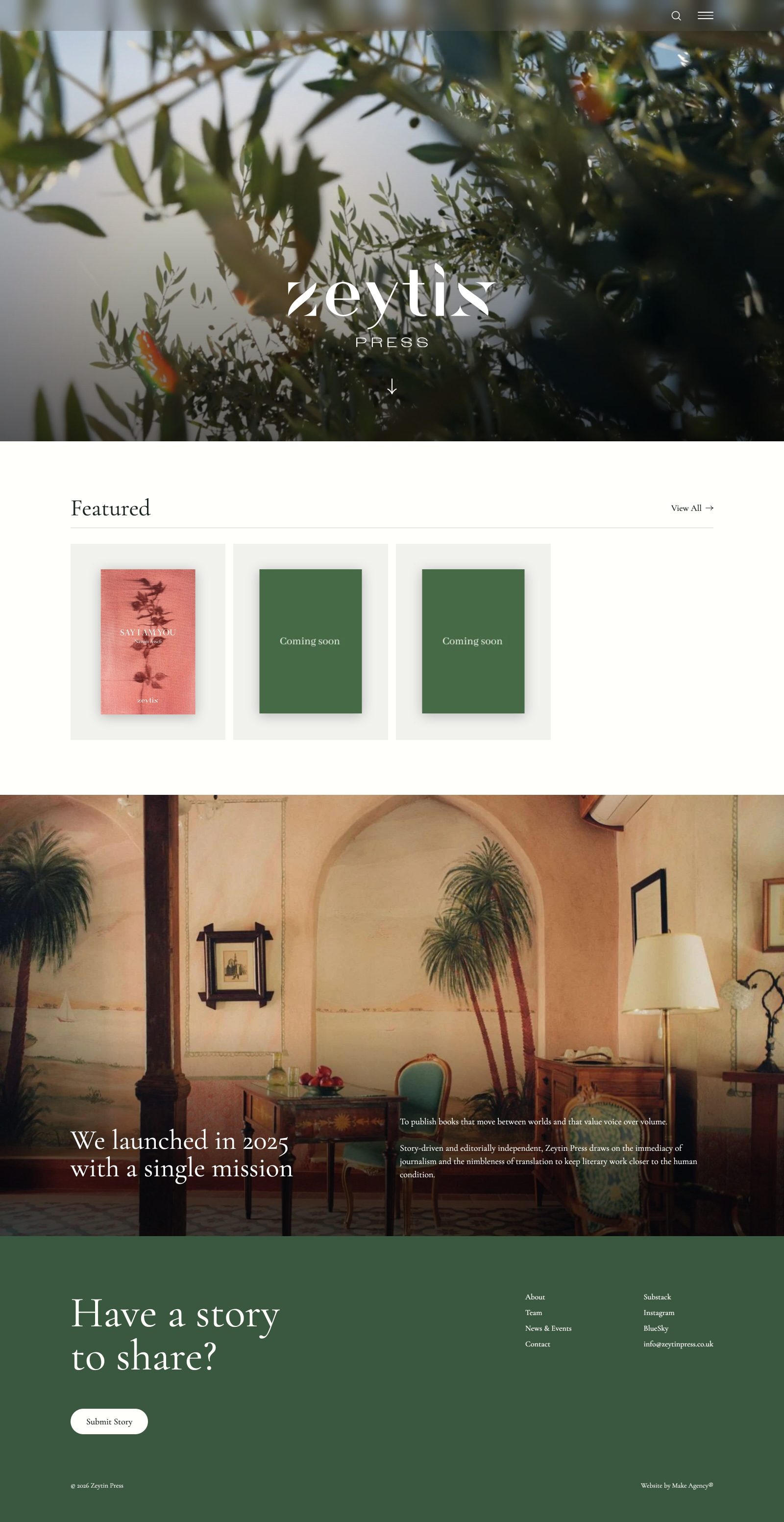 Zeytin Press website, desktop